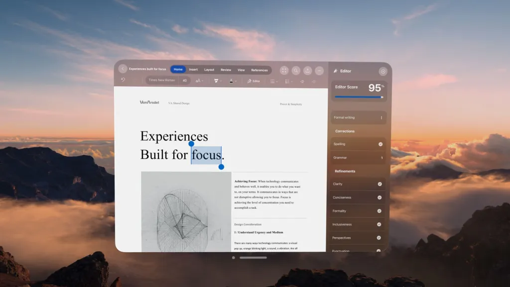 Apple Vision Pro için Microsoft 365 Desteği